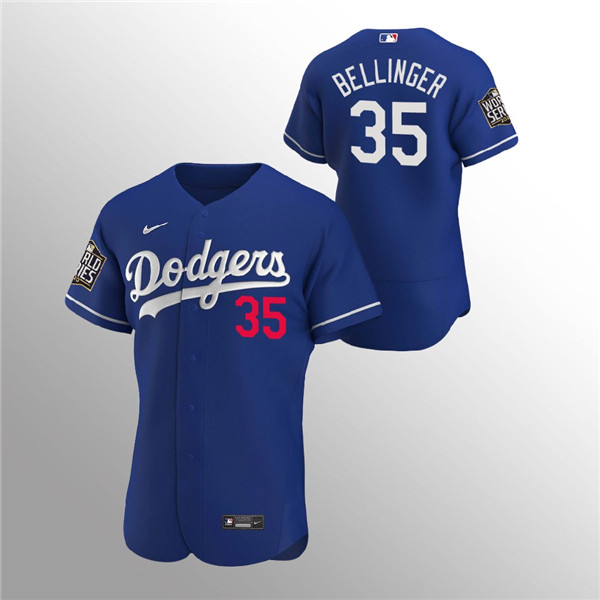 Men's Los Angeles Dodgers #35 Cody Bellinger Blue 2020 World Series Bound stitched MLB Jersey